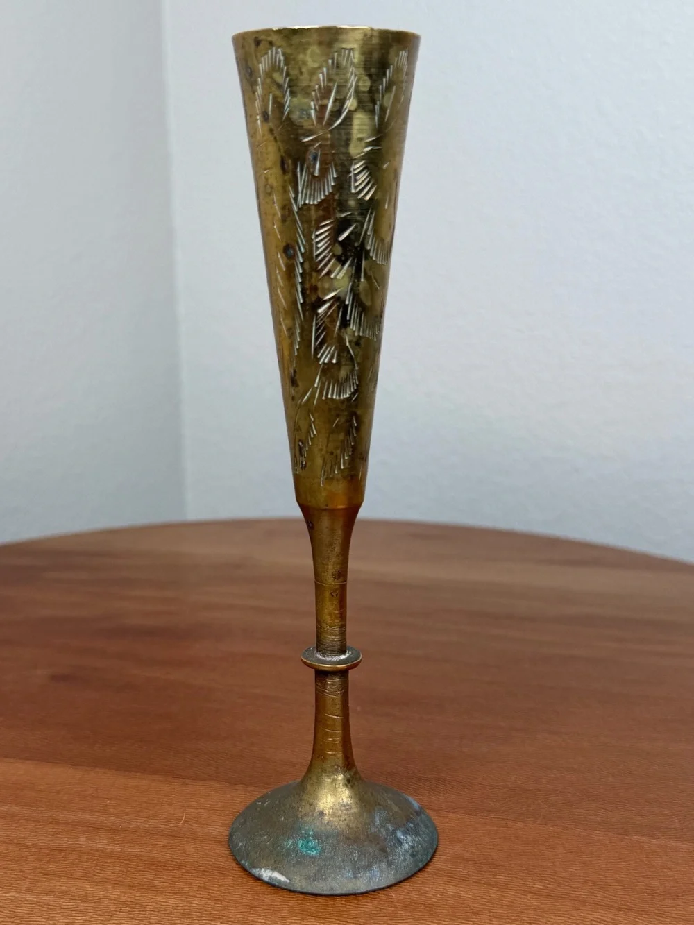 Vintage Solid Brass hand etched 6.5